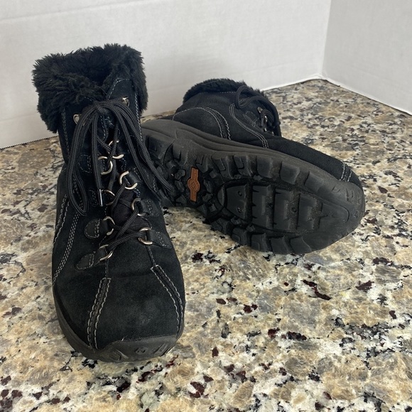 Earth Origins Seona Leather Lace Up Faux Fur Lining Ankle Boots Black Size 8 - Picture 8 of 9